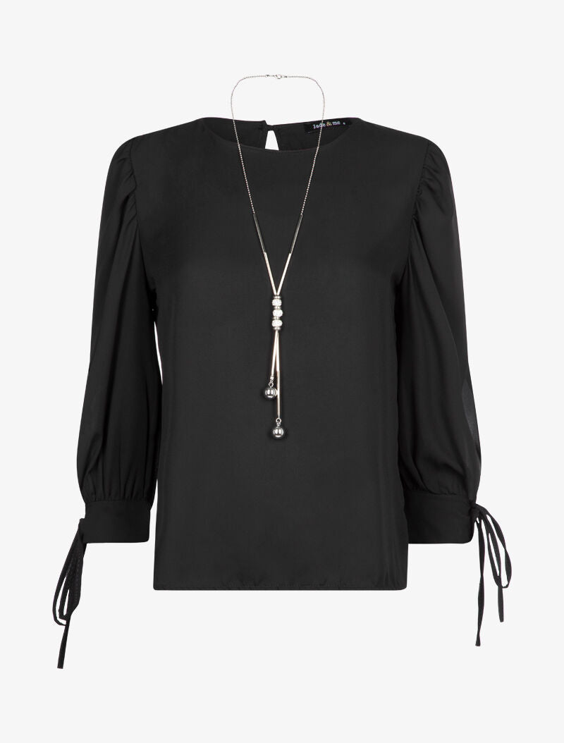 Blouse à manches bouffantes - noir - 2