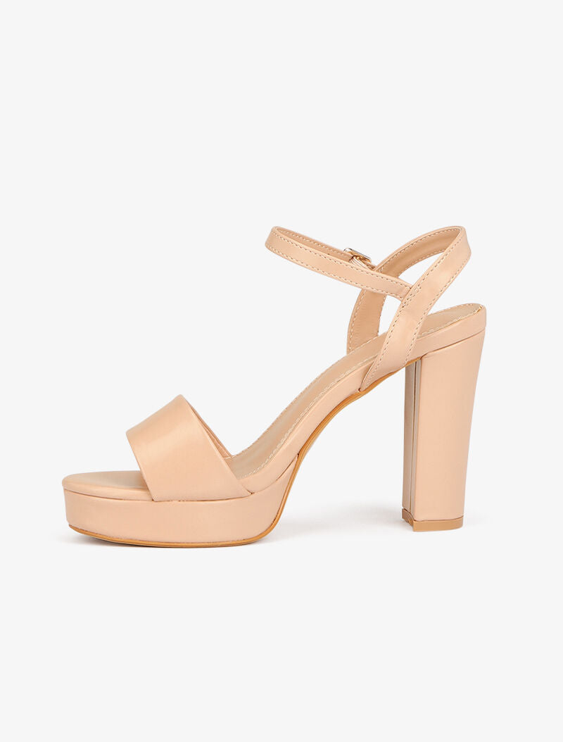 Sandales unies à plateforme - beige - 4
