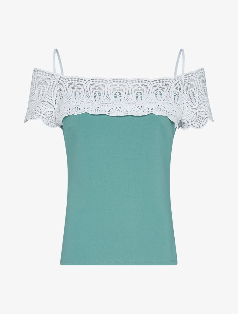 Top à encolure en crochet - vert - 2