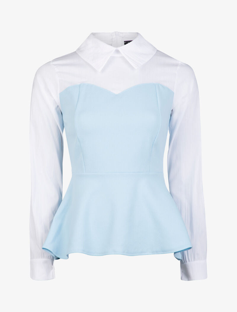 Top style chemise coupe péplum - bleu ciel - 3