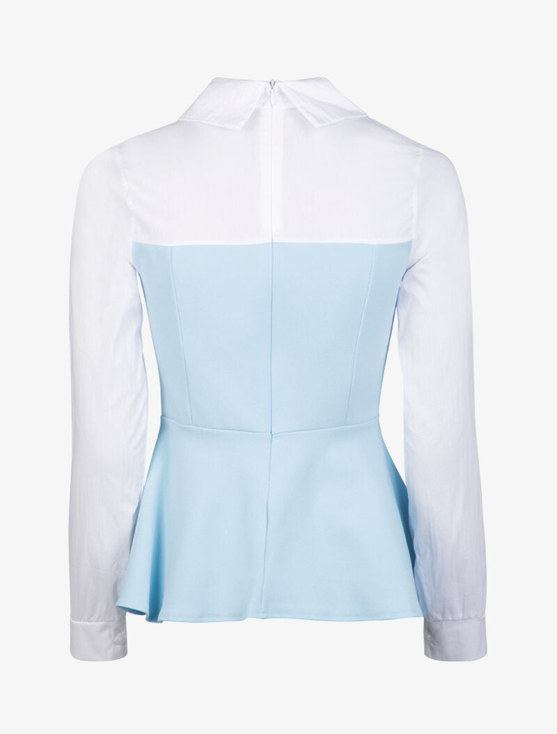 Top style chemise coupe péplum - bleu ciel - 2