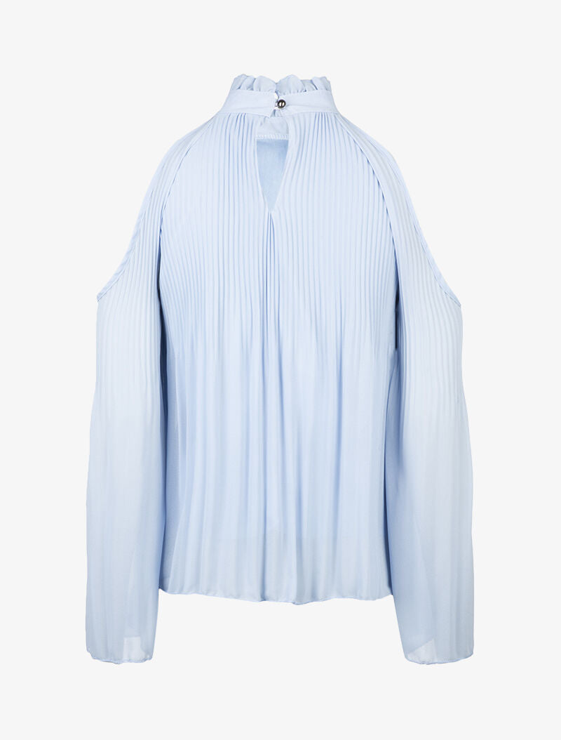 Top gaufré à épaules dénudées - bleu ciel - 2