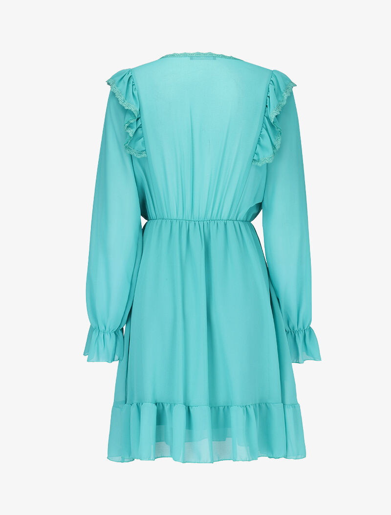 Robe en voile et dentelle - turquoise - 2