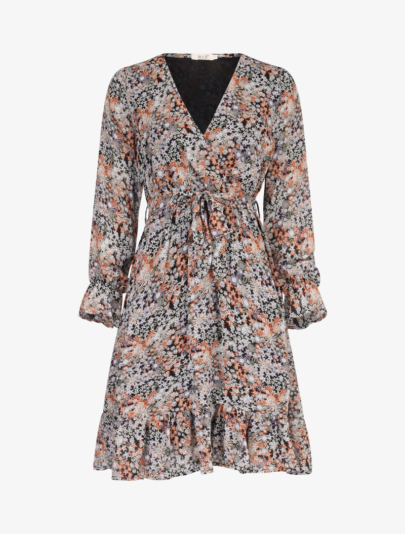 Robe bohème patineuse imprimé floral - noir - 1