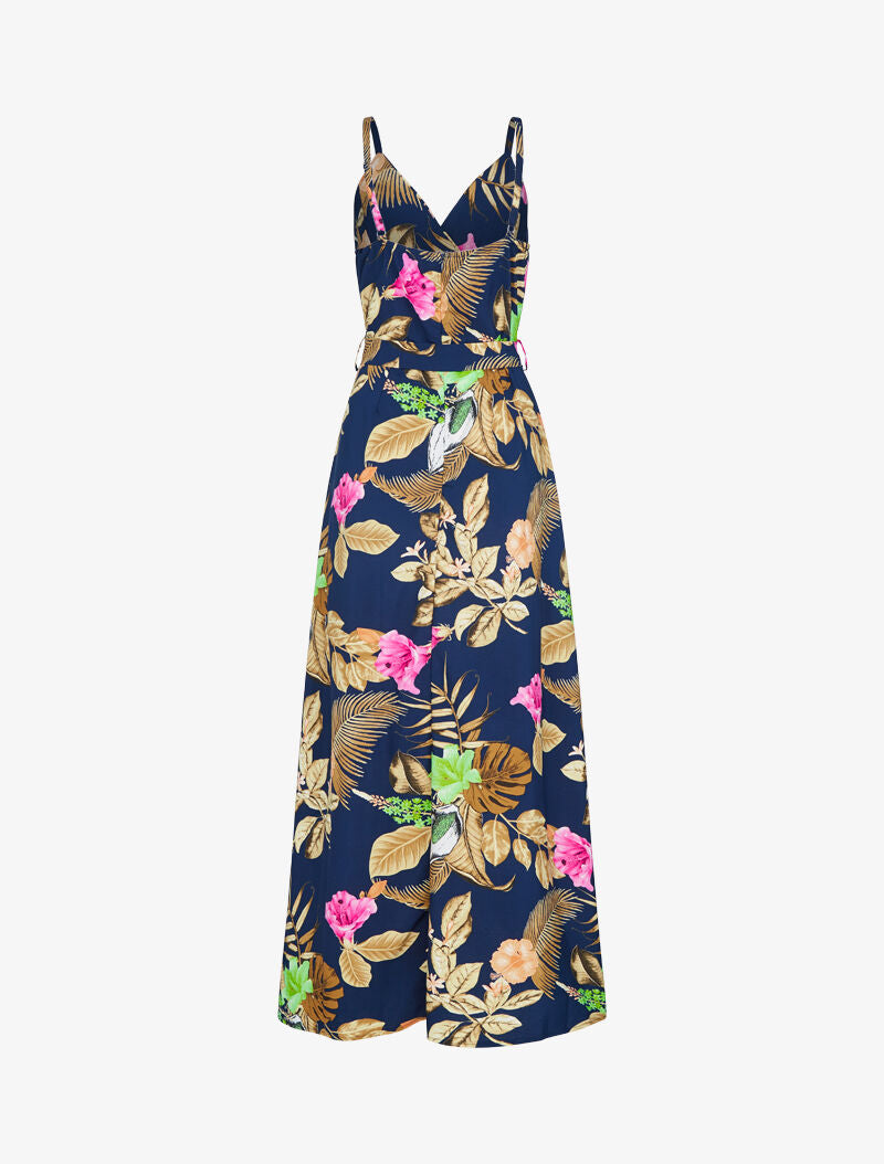 Robe fluide à imprimé tropical - marine - 2