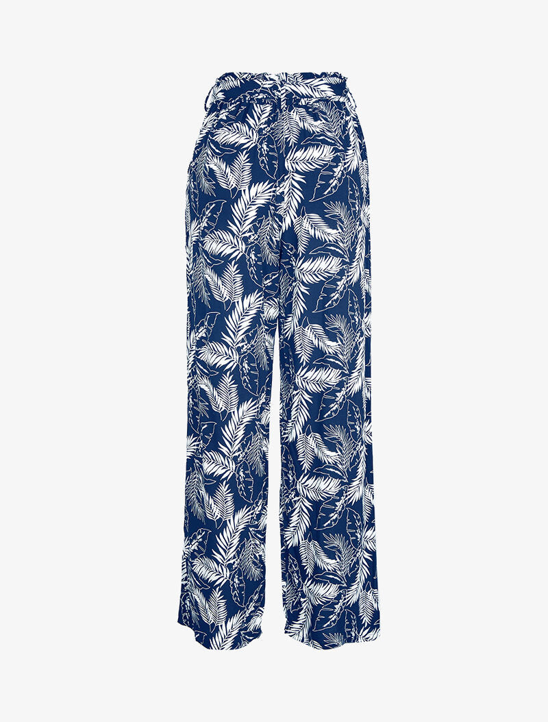 Pantalon à imprimé feuillages - marine - 2
