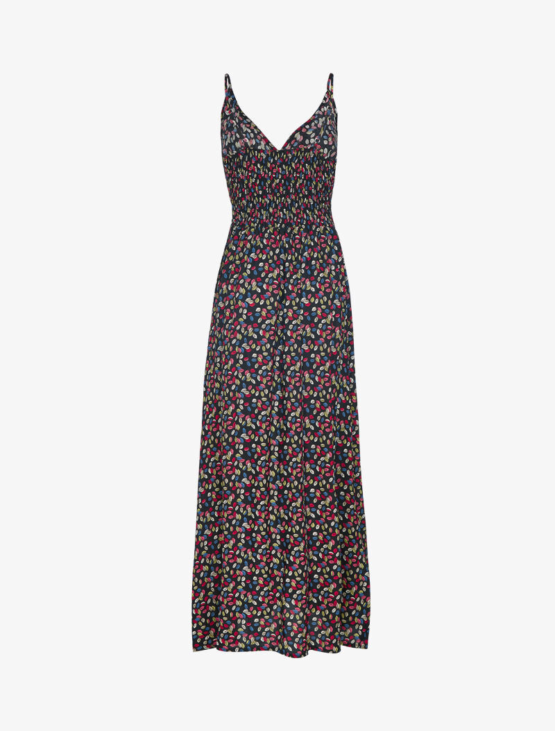 Robe à imprimé petites feuilles colorées - noir - 2