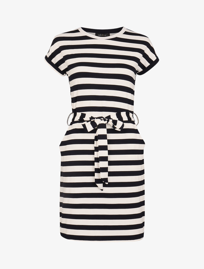 Robe t-shirt marinière - marine - 1