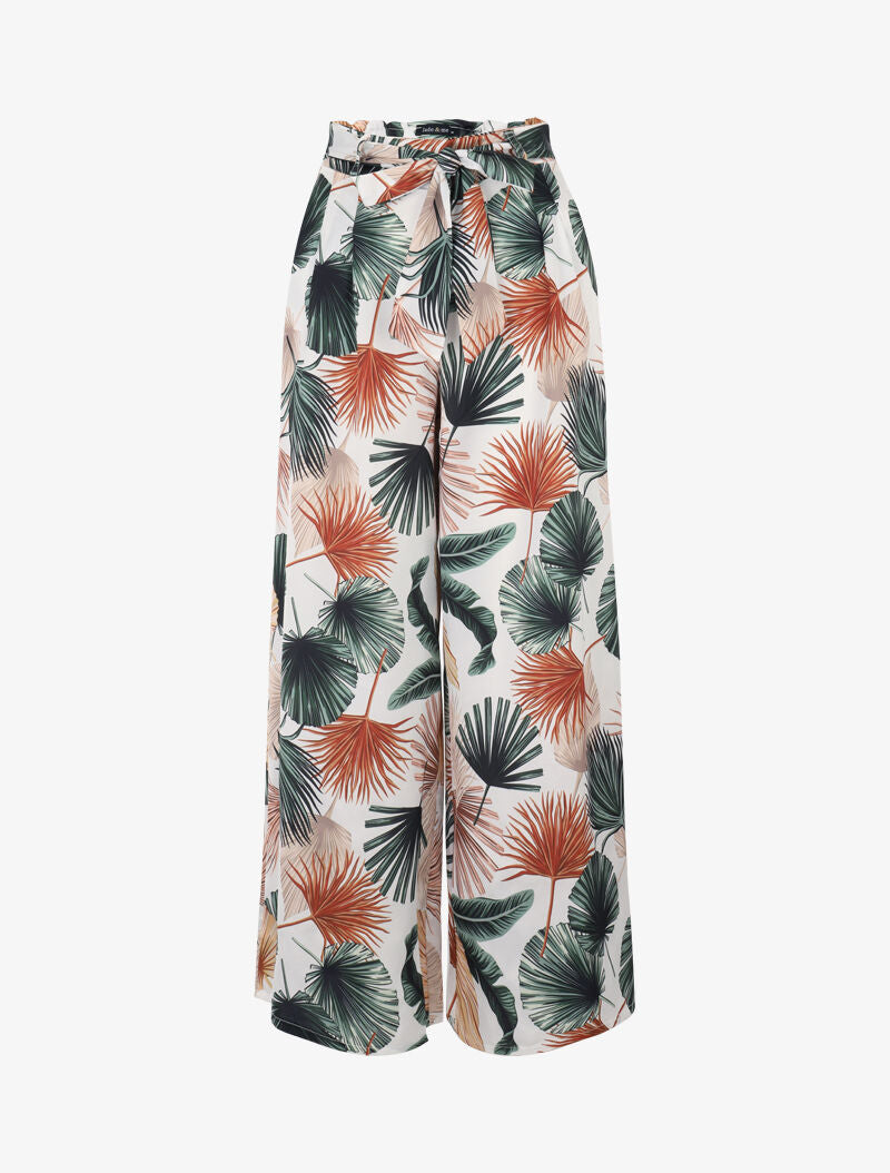 Broek met 7/8 lengte en prints - ecru