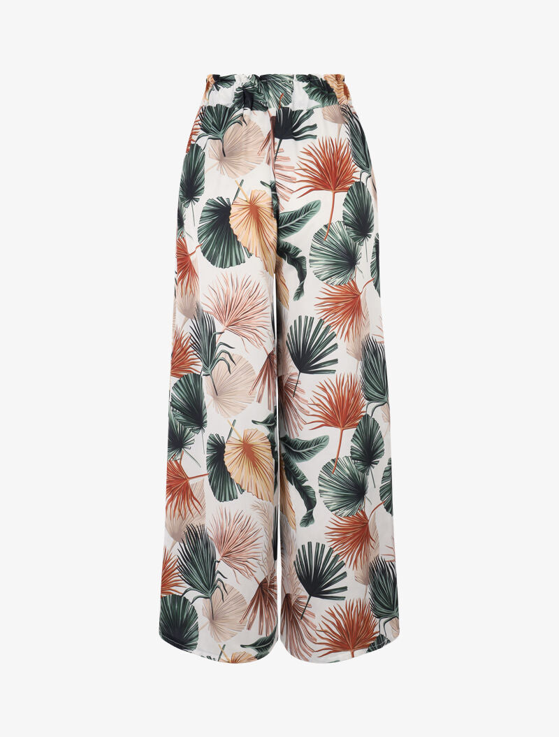 Broek met 7/8 lengte en prints - ecru