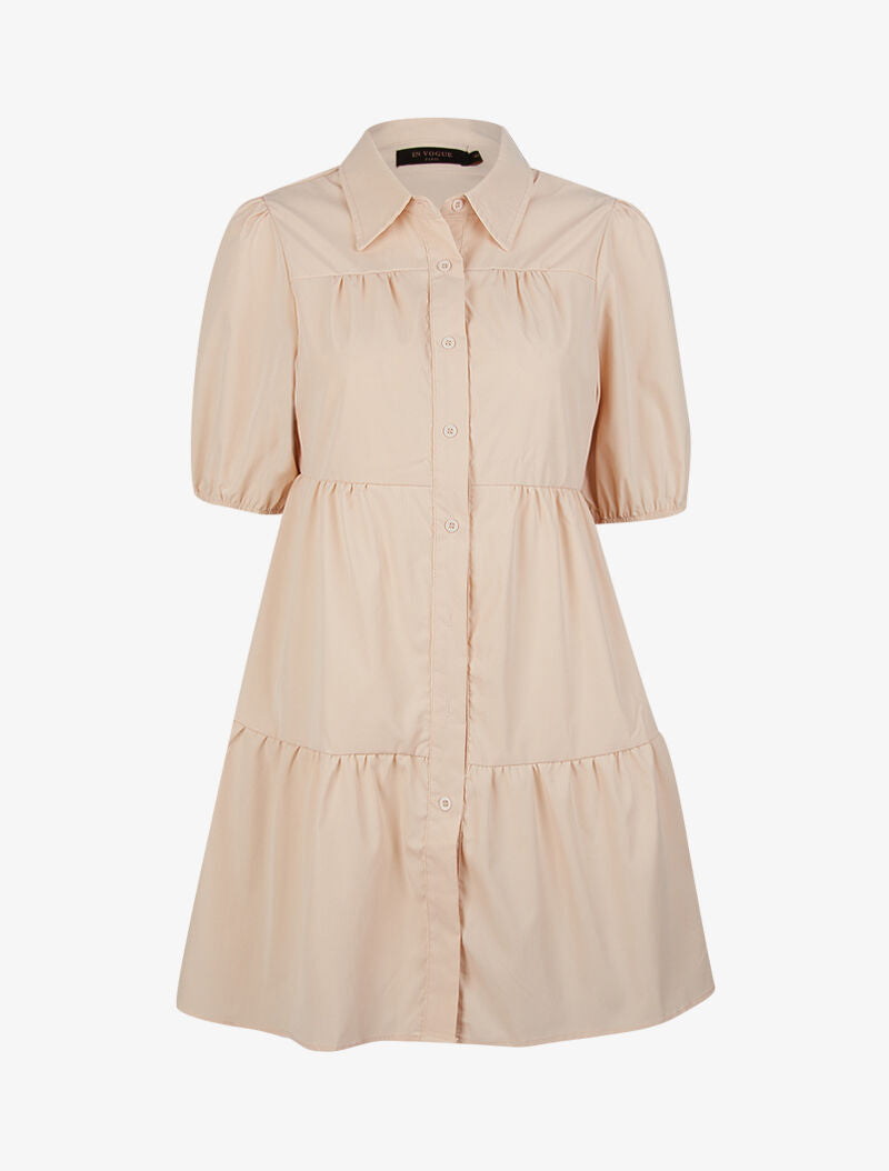 Robe trapèze boutonnée - beige - 2