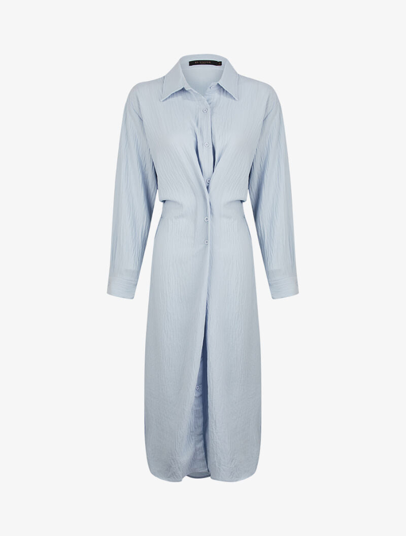 Robe chemise à pans boutonnés - bleu ciel - 3