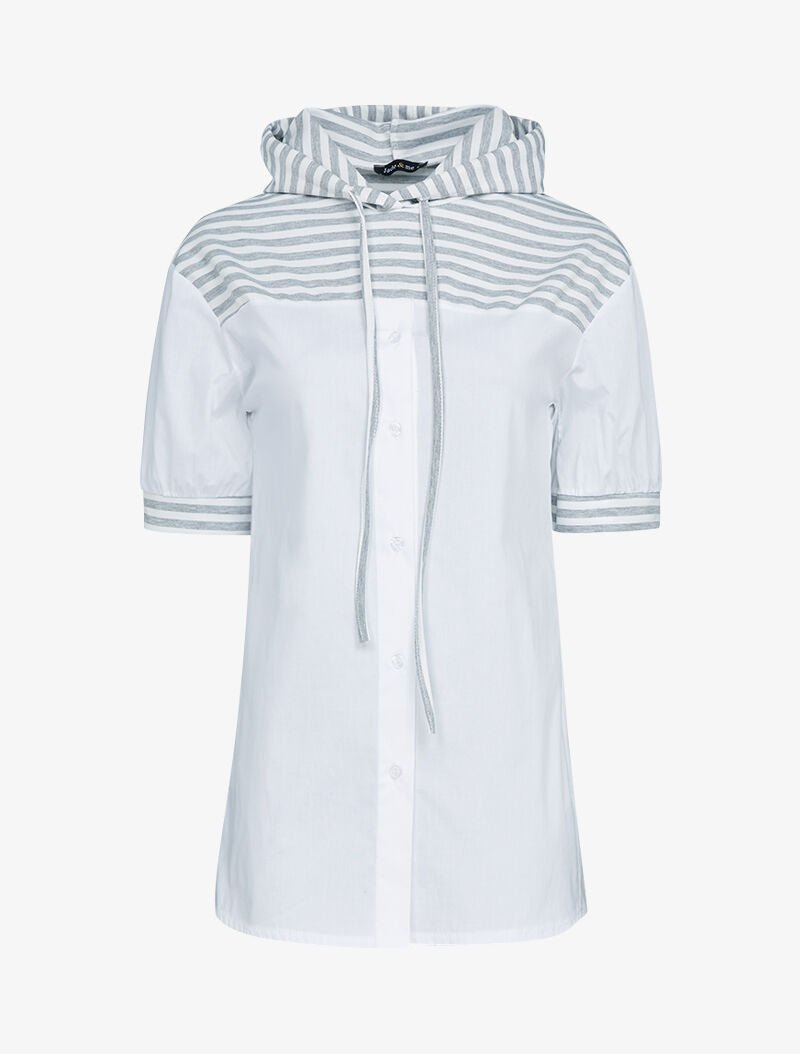 Top style chemise à capuche - gris clair - 1