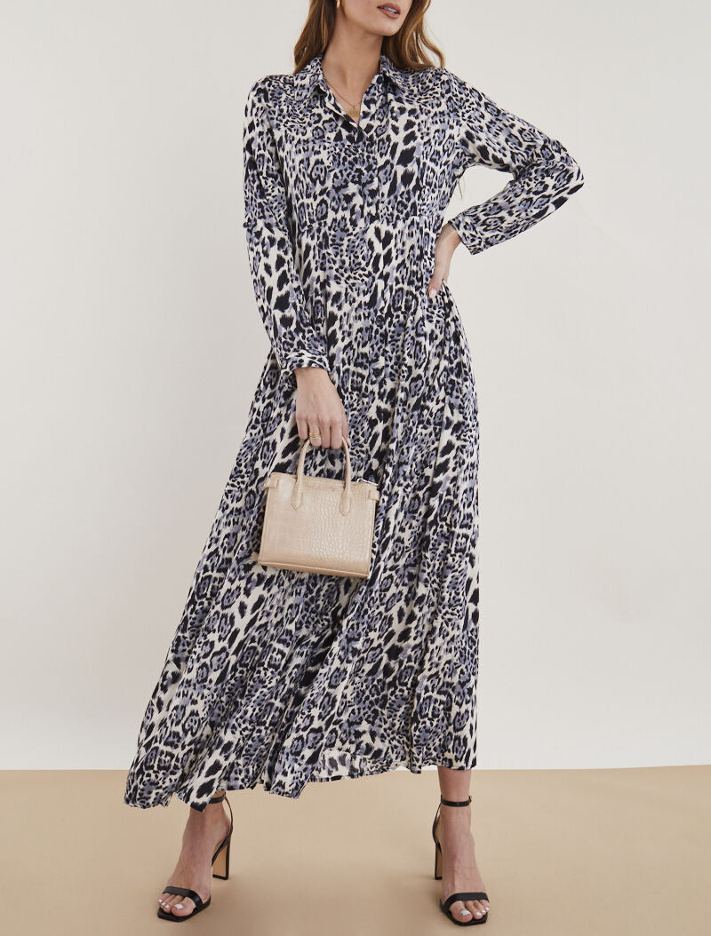 Robe chemise à imprimé animal - gris foncé - 4