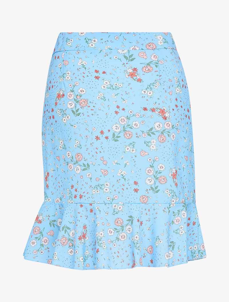 Jupe fleurie style portefeuille - bleu - 3