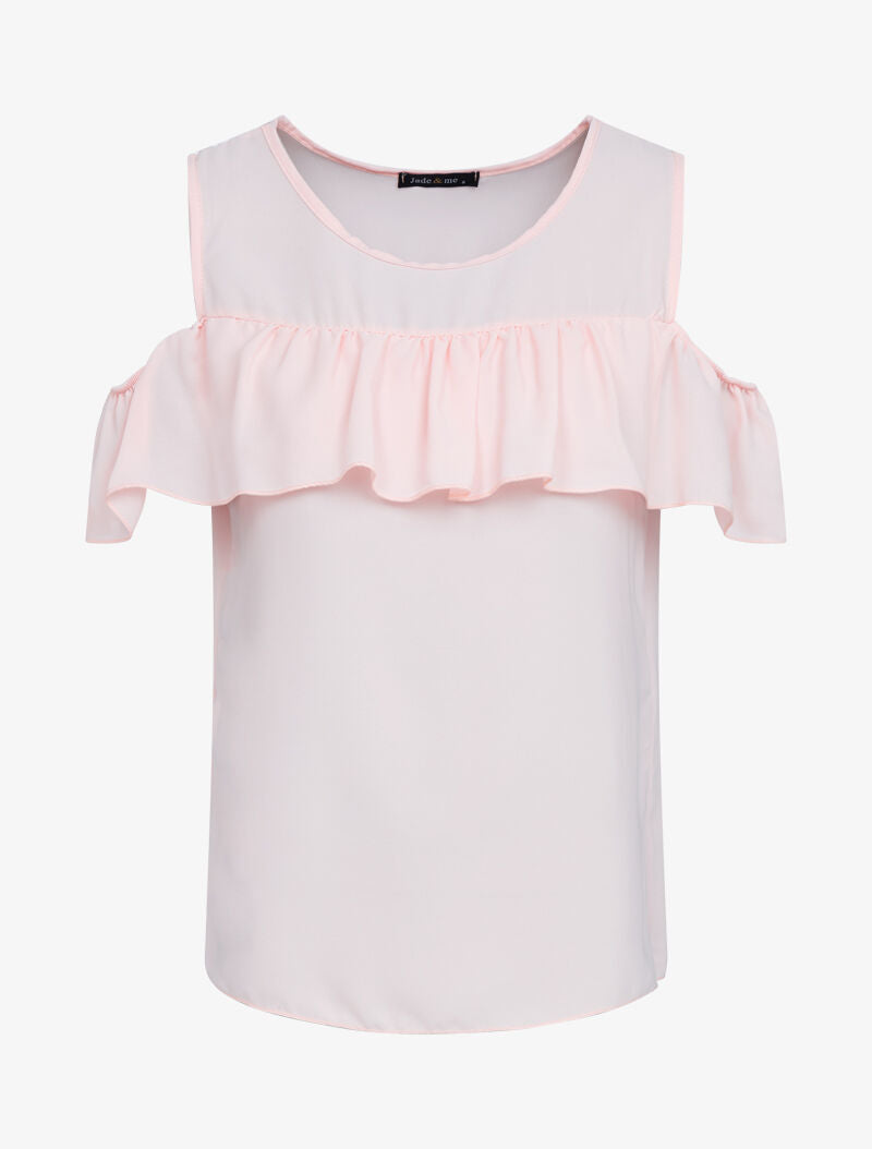 Top en voile à épaules dénudées - rose - 1