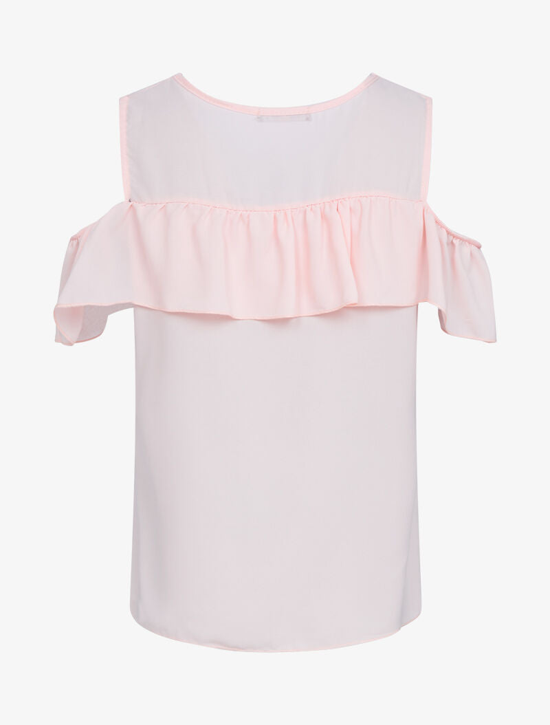 Top en voile à épaules dénudées - rose - 2