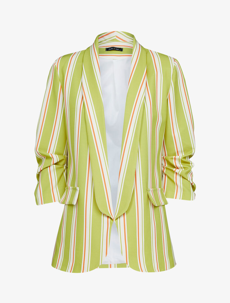 Blazer à manches plissées et rayures - vert anis - 3