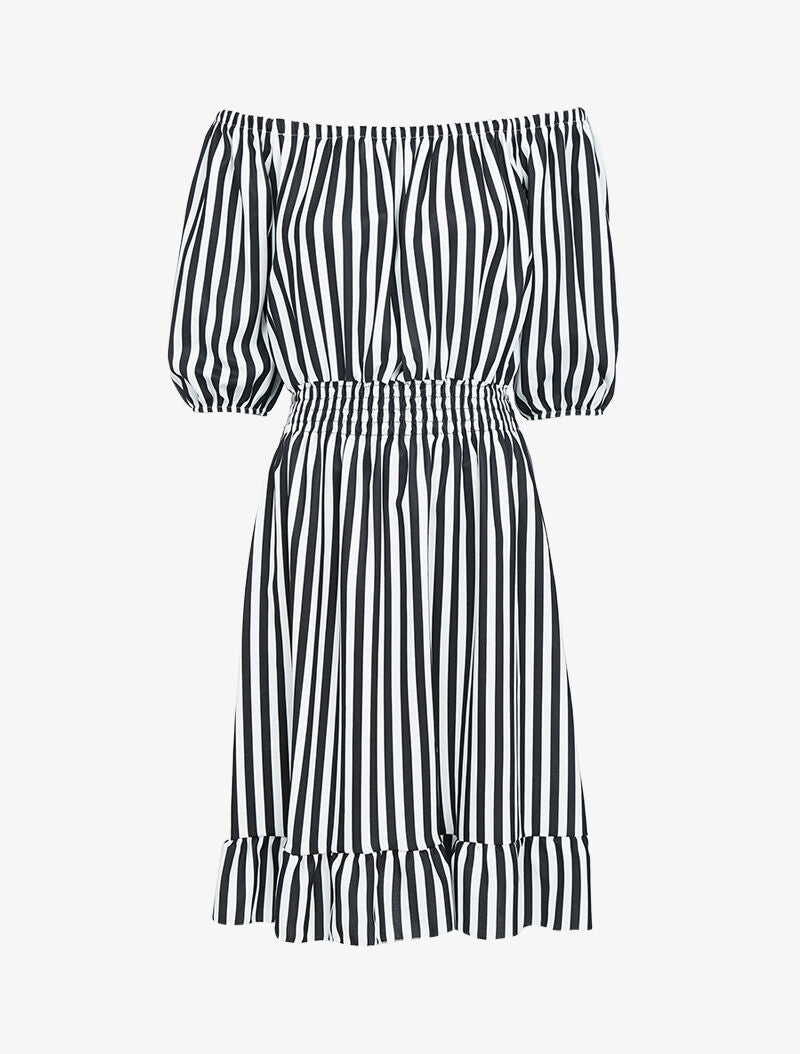 Robe imprimée à col bardot - noir - 3