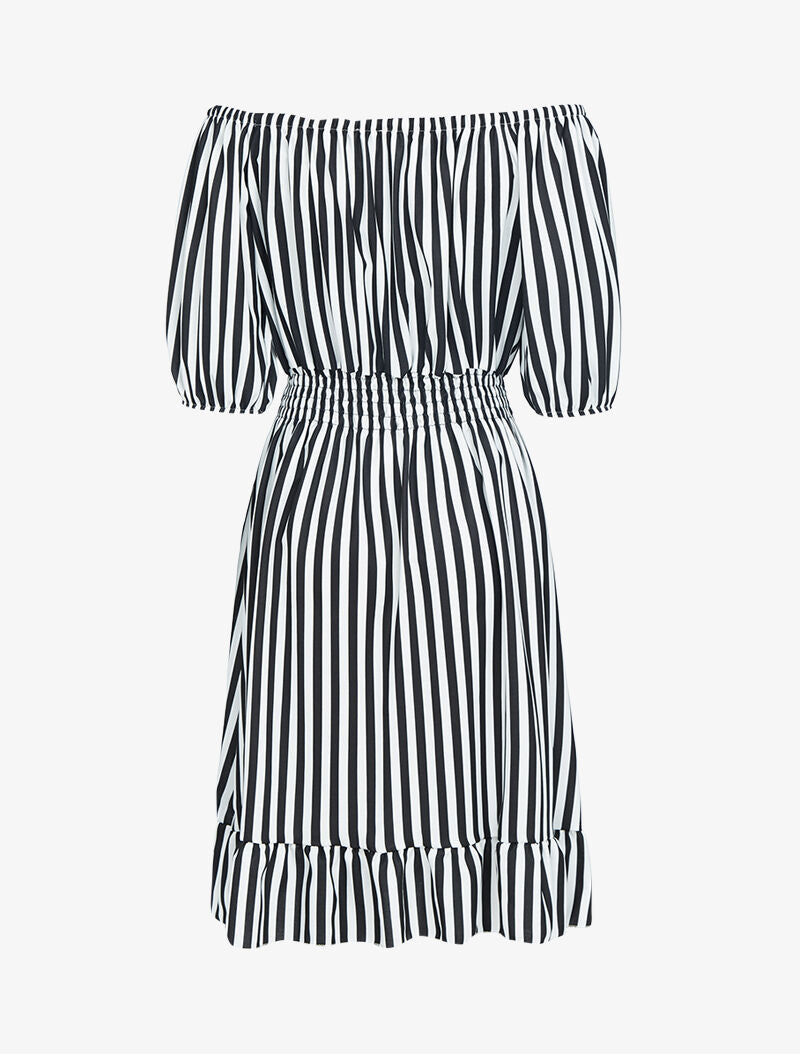 Robe imprimée à col bardot - noir - 2