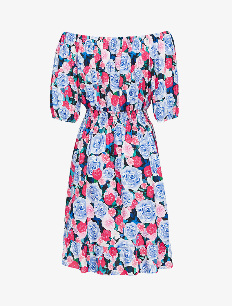 Robe imprimée à col bardot - noir - 2
