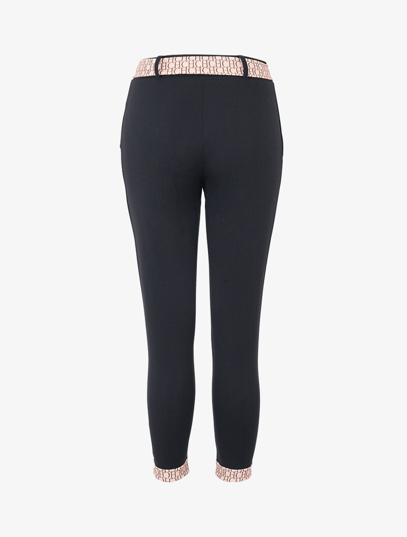Broek 7/8 met bedrukte randen - zwart