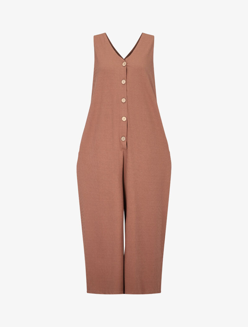 Geribbelde 7/8-combinatie - taupe
