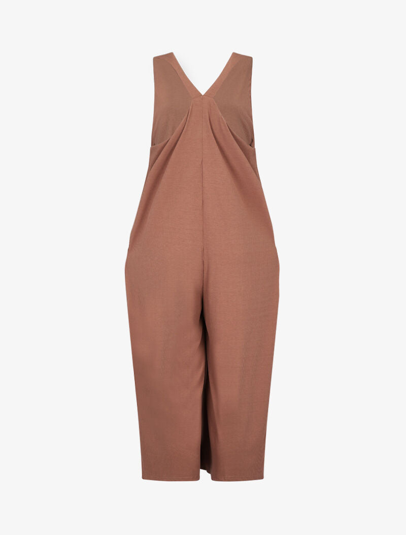 Geribbelde 7/8-combinatie - taupe