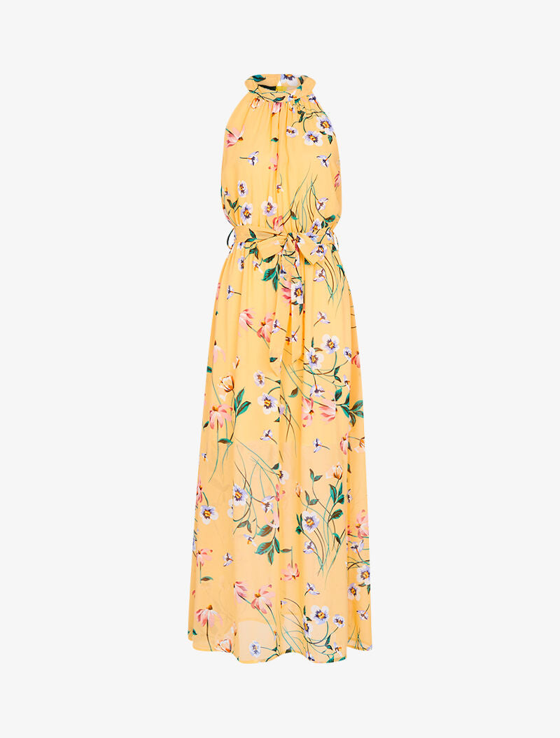 Robe longue à col américain - orange - 1