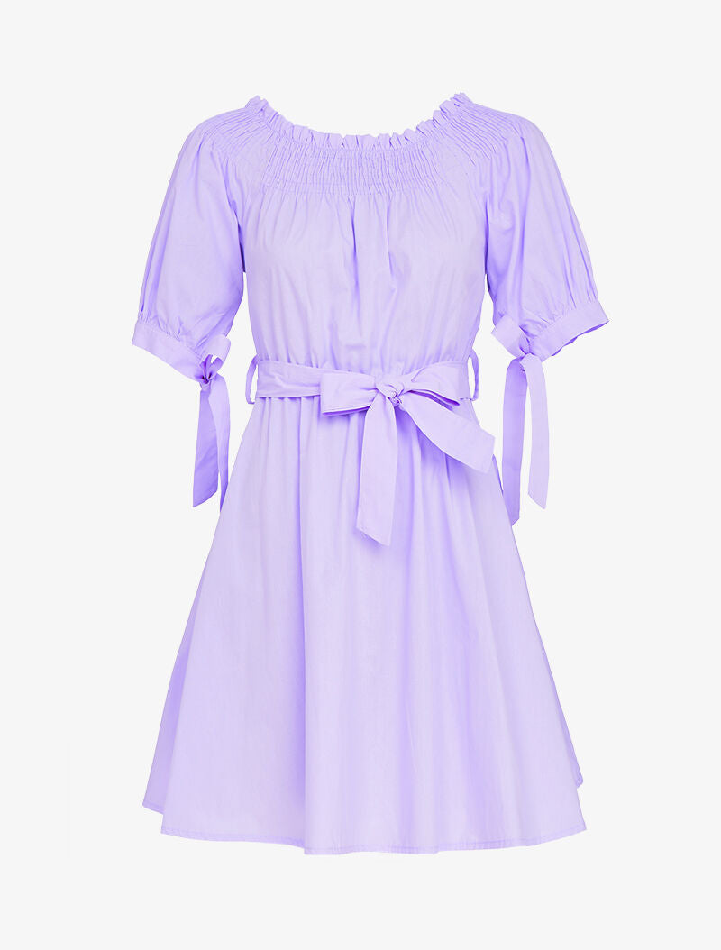 Robe patineuse à col bardot - lilas - 1
