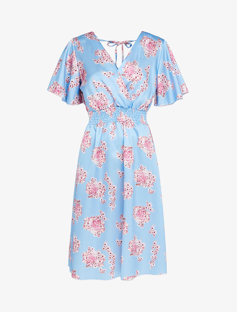 Robe satinée à imprimés - bleu ciel - 1