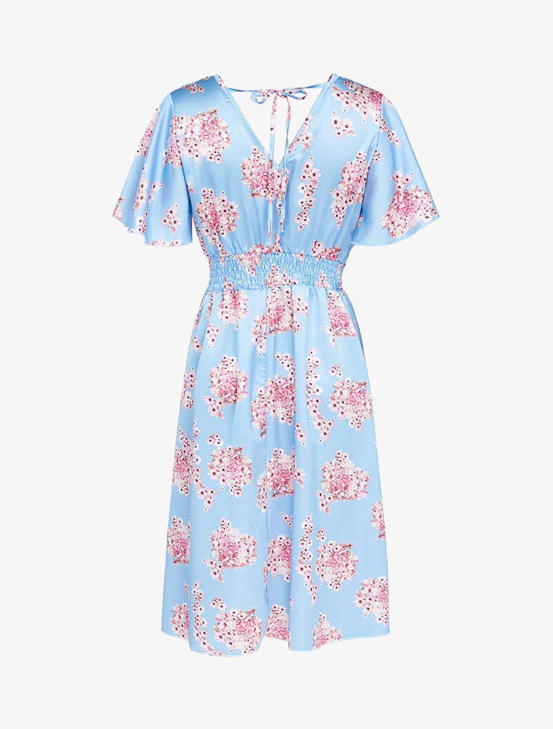 Robe satinée à imprimés - bleu ciel - 2
