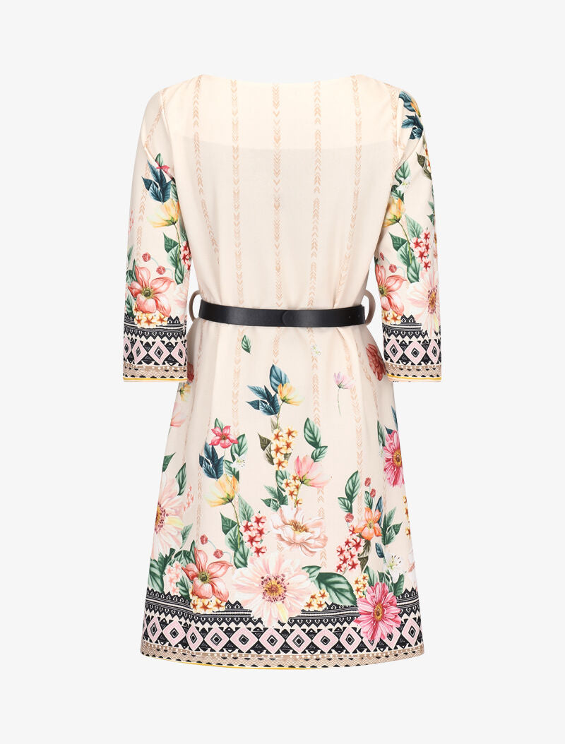 Robe droite à imprimé divers - beige - 2