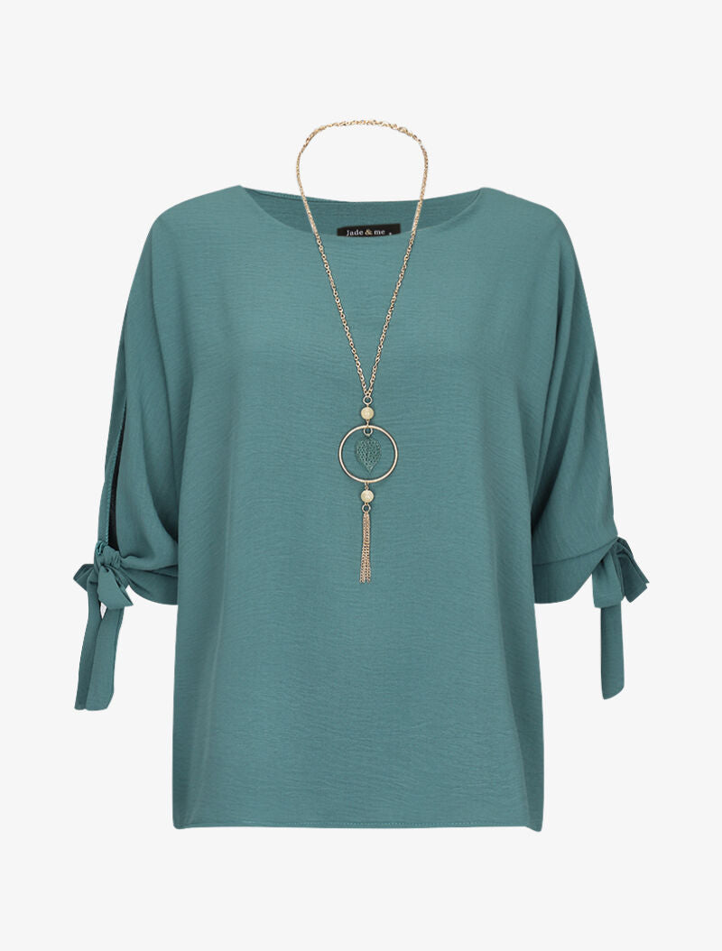 Top ample avec sautoir - vert - 3