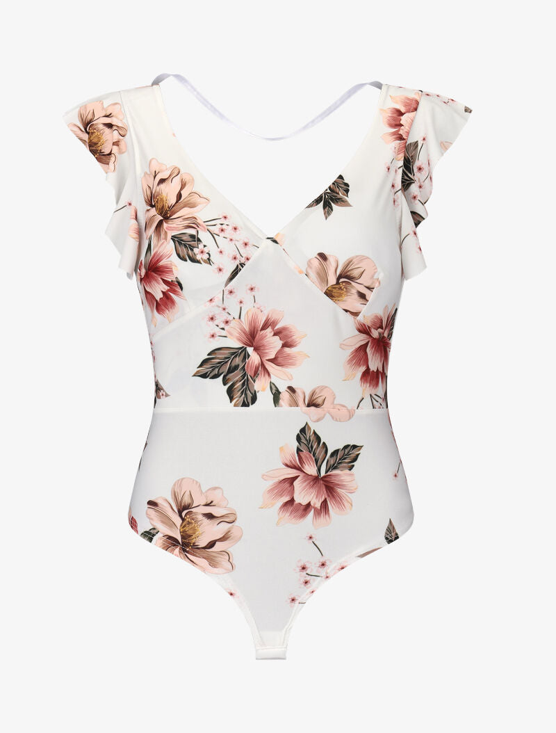 Body volanté à imprimé floral - ecru - 3