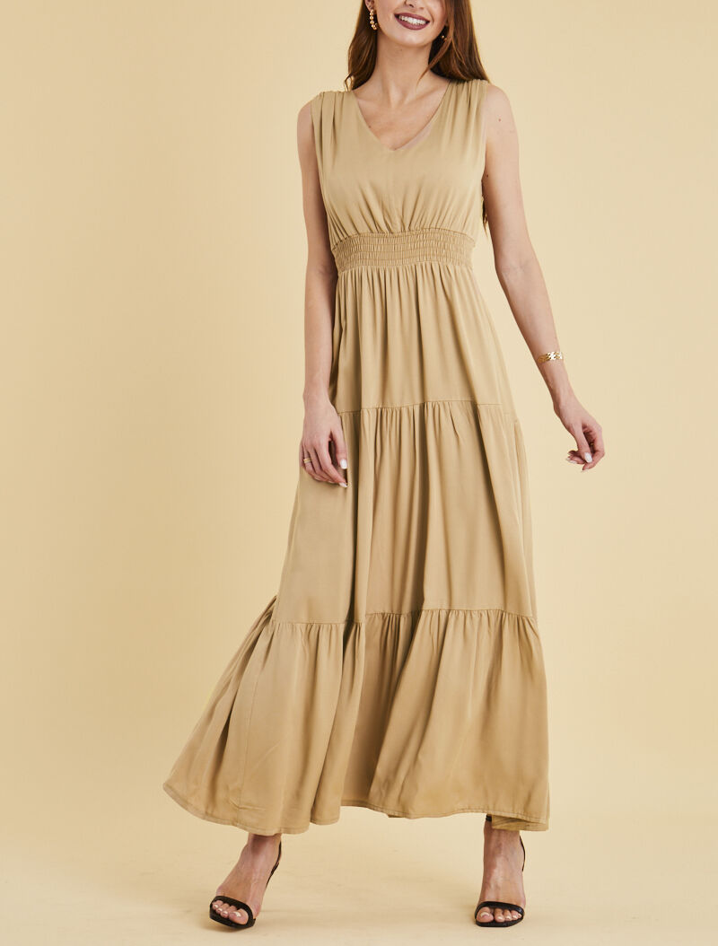 Robe longue sans manches - camel - 1