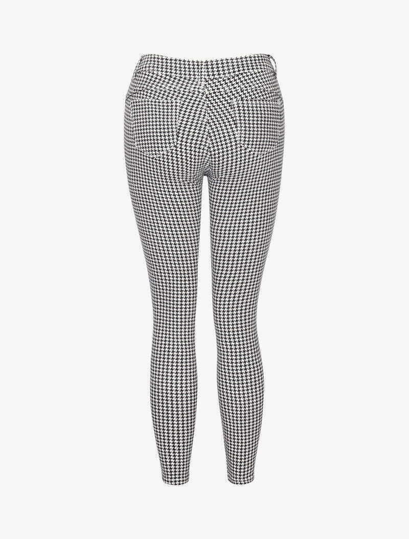 Jean 7/8 met pied-de-poule print - zwart