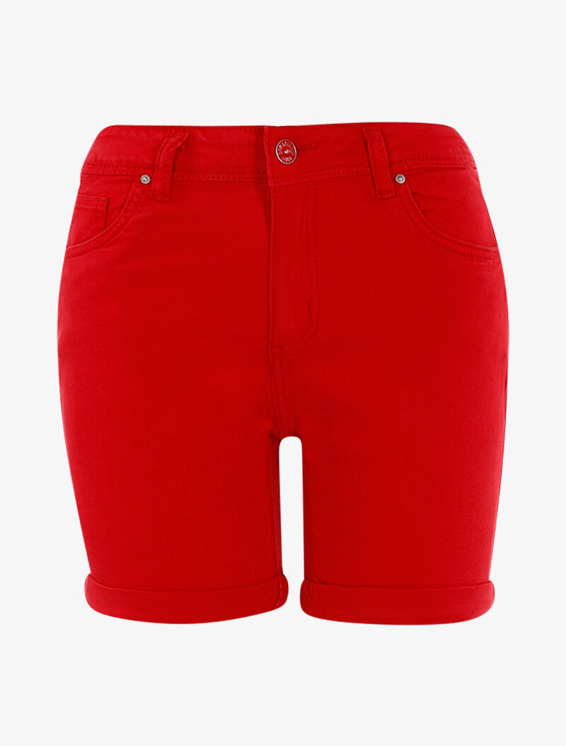 Short casual à ourlets - rouge - 1