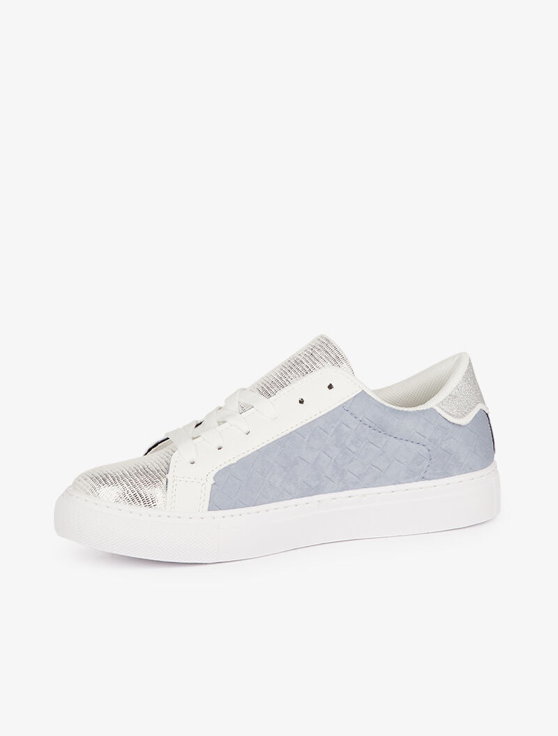 Sneakers effet osier tressé en suédine - bleu charrette - 3