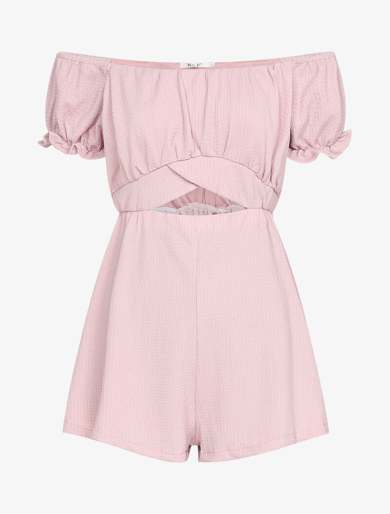 Combishort texturé à taille ajourée - rose - 3