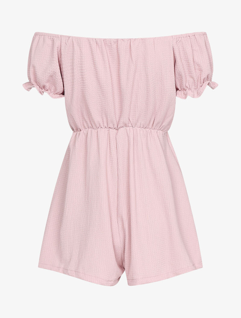 Combishort texturé à taille ajourée - rose - 2
