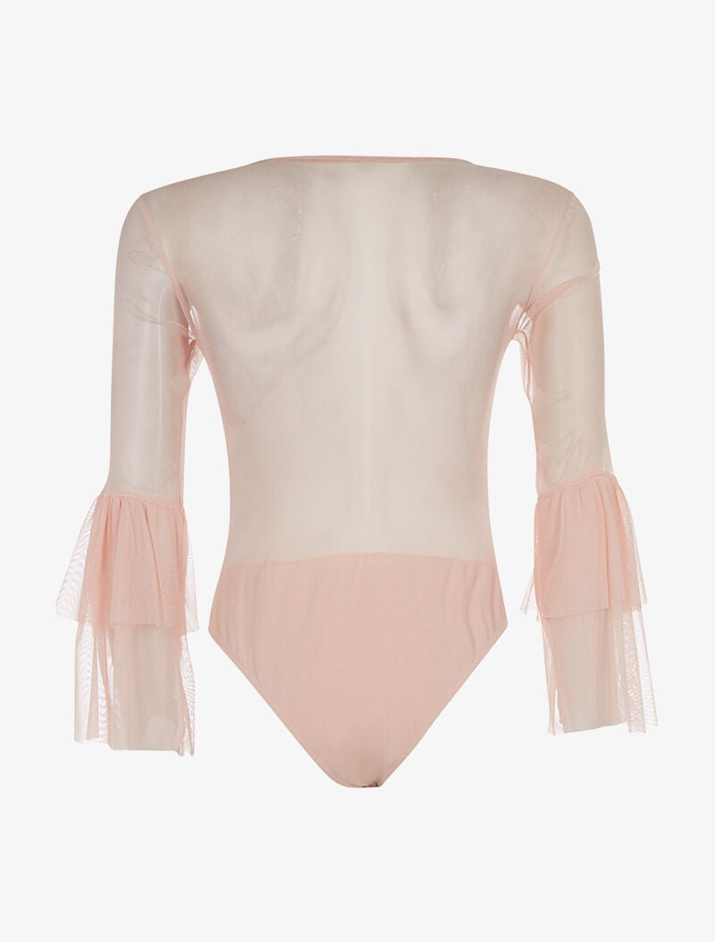 Body manches voile volantées - rose - 2