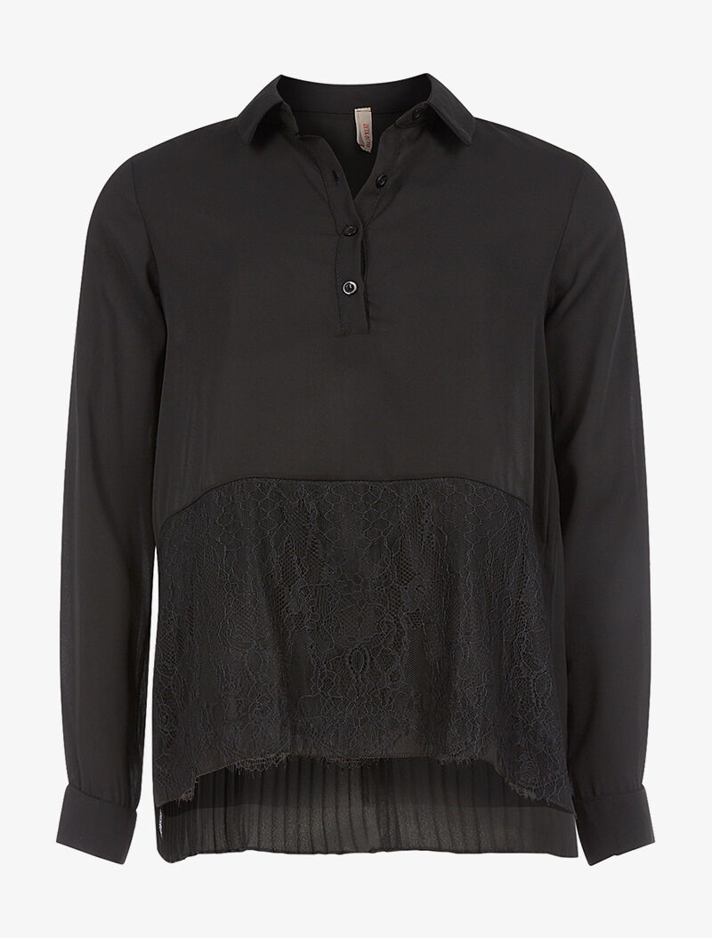 Blouse dos plissé - noir - 1