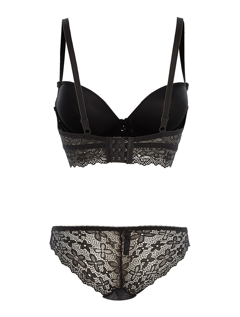 Ensemble SG et culotte à bord dentelle - noir - 2