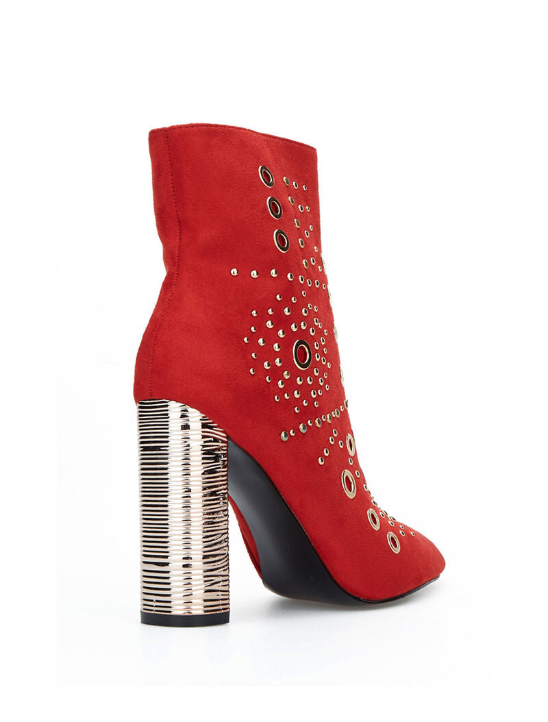 Bottines suédine à oeillet - rouge - 4