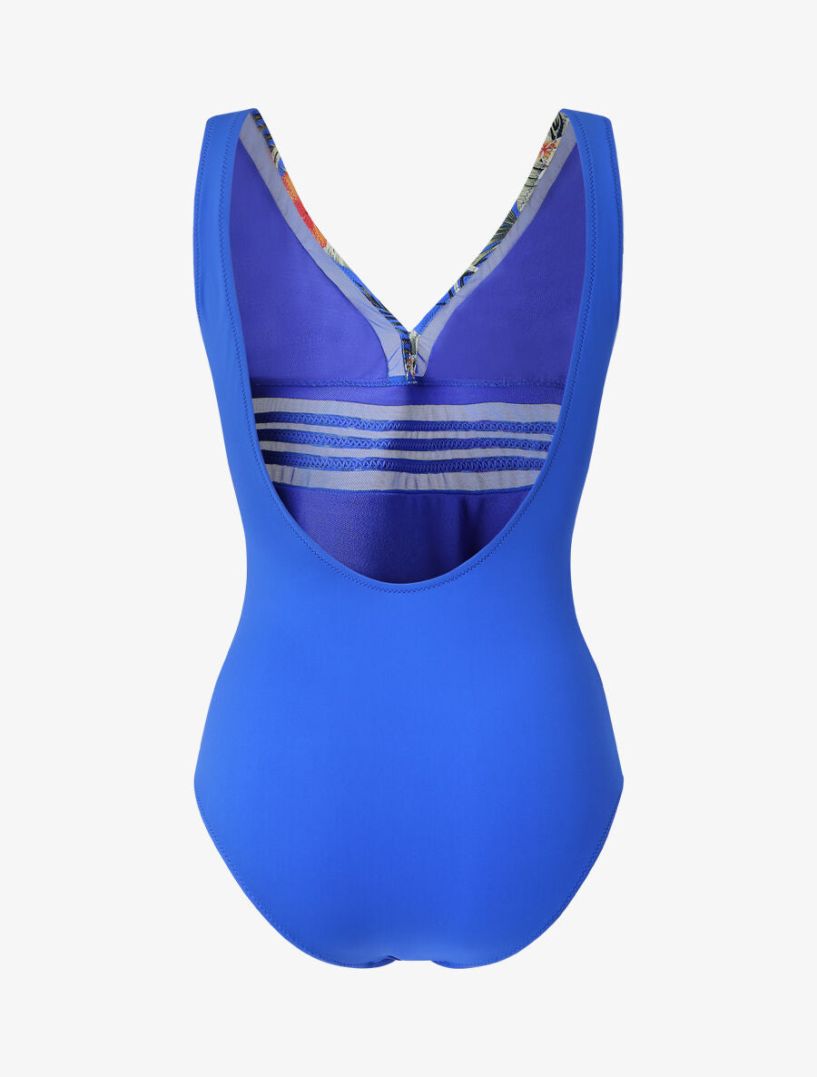 Maillot de bain tropical à liseré en tulle - Bleu - 2