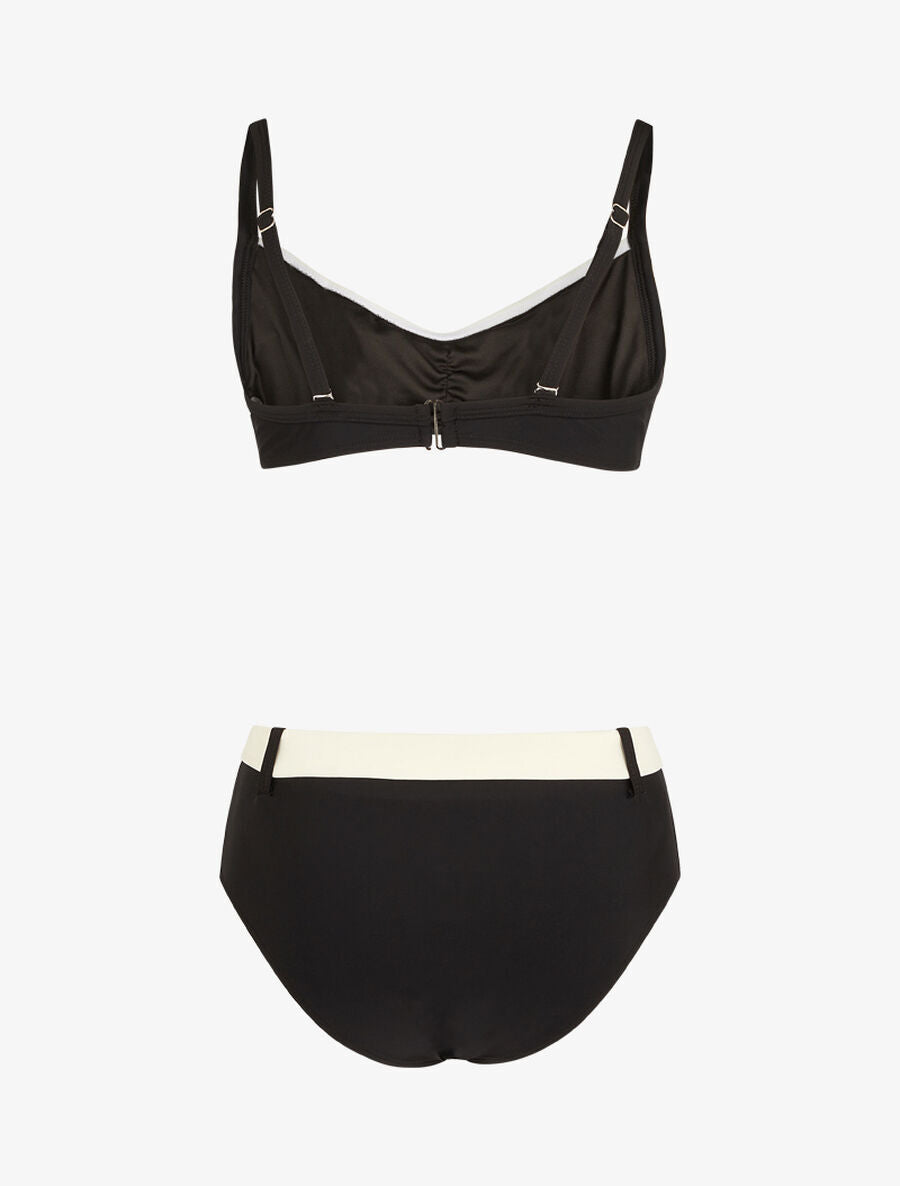 Bikini brassière et culotte montante ceinturée - Noir - 2