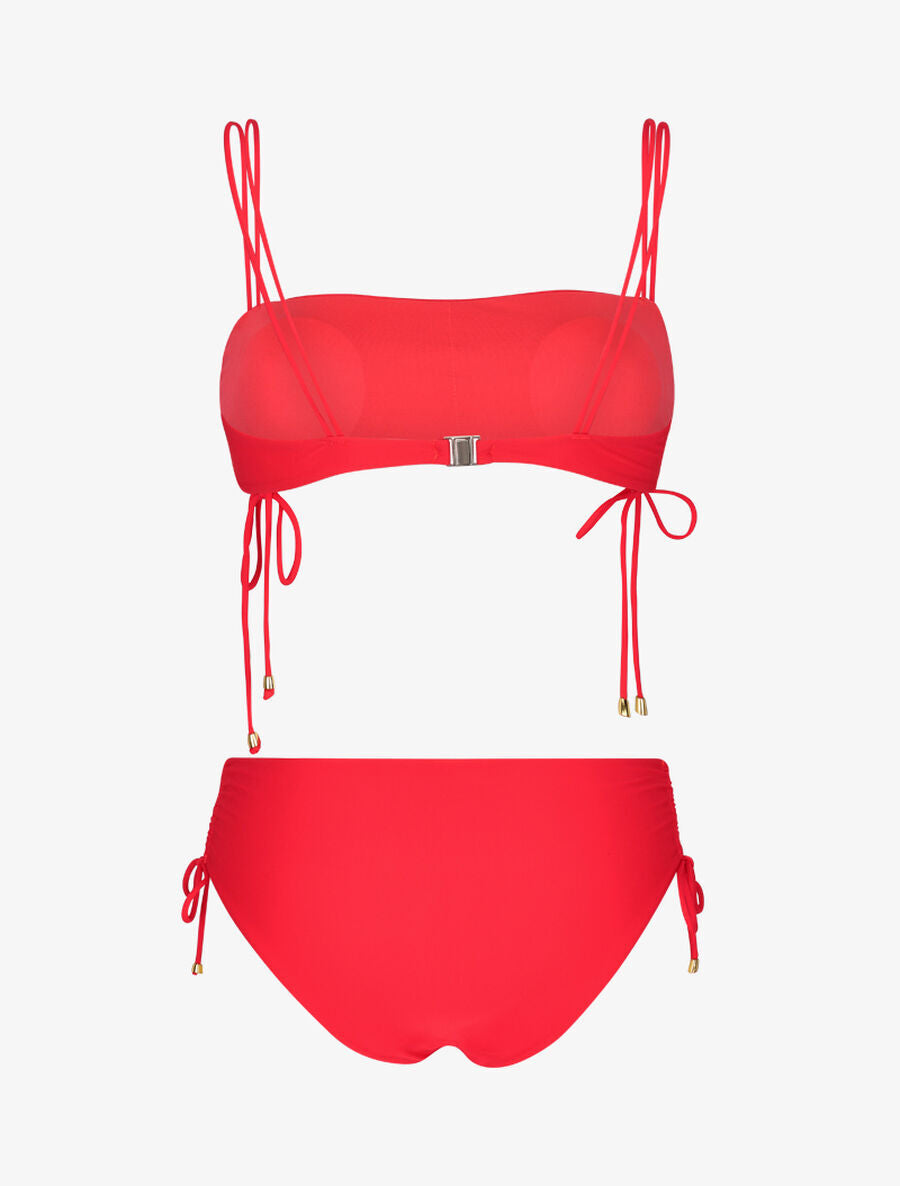 Bikini à brassière à jeu de liens - Corail - 2