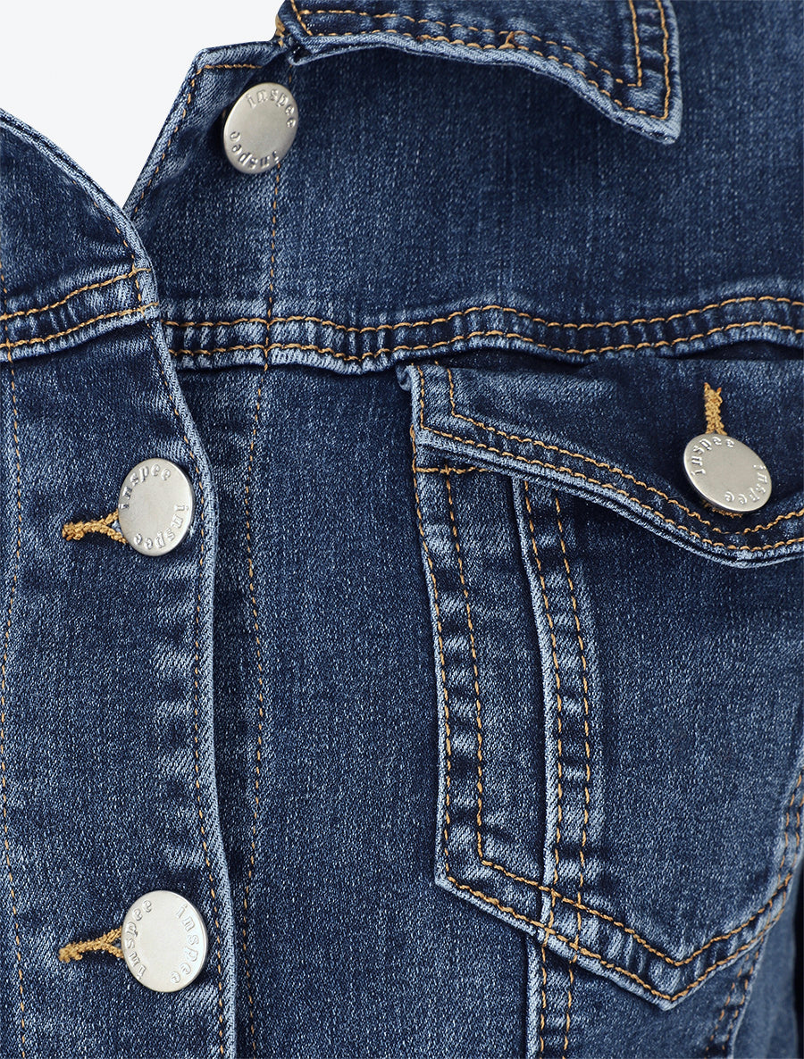 Recht spijkerjack stone wash - blauw
