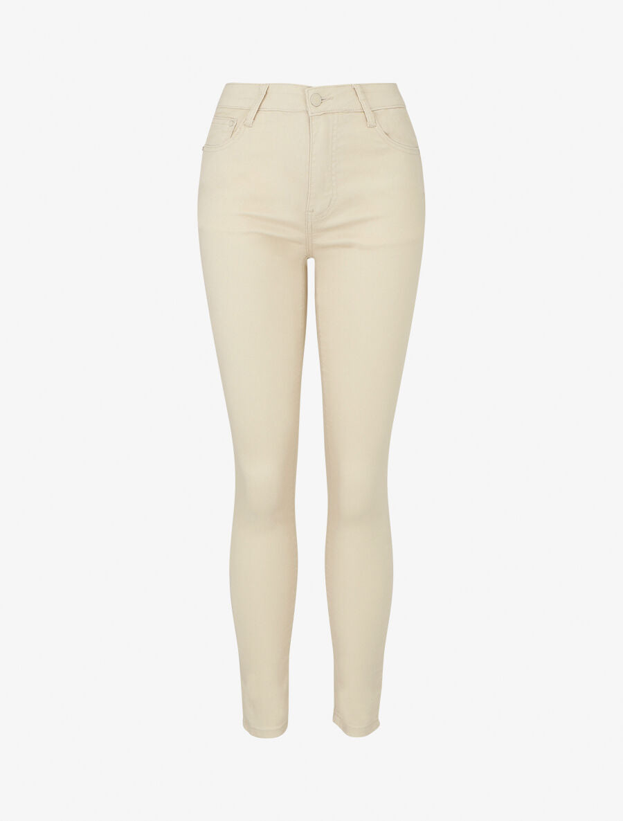 Jean skinny uni grande taille - Beige - 4